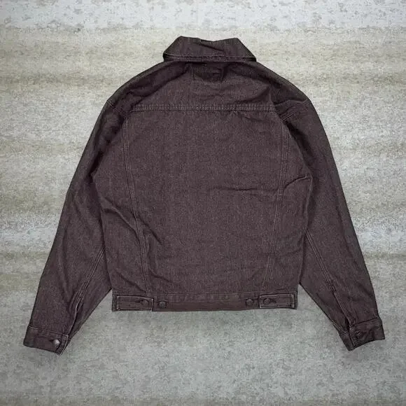 Vintage 90s NOIZ Jean Jacket Mens L Mocha Brown Denim Cotton Button Up - Picture 2 of 3